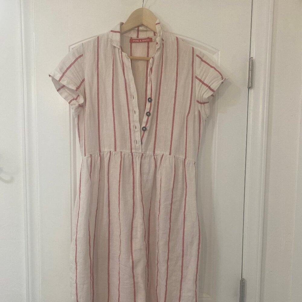 Pyne & Smith Bon Bon Stripe No. 30 Linen Dress Size Small